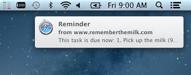 Remember The Milk reminder on Mountain Lion