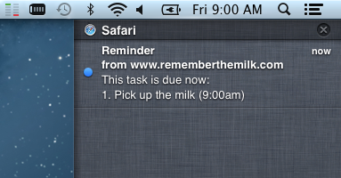 Remember The Milk in Notification Center