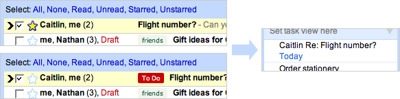 Star or label to create task
