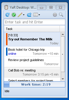 YaR desktop list screenshot