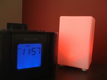 Ambient Devices Weather Beacon glowing with task status
