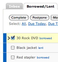 Borrowed/Lent List
