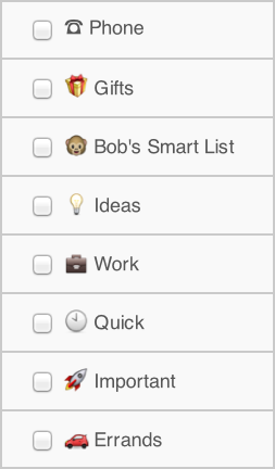Emoji in list names
