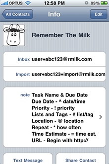 iPhone contact screenshot