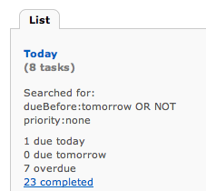 'dueBefore:tomorrow OR NOT priority:none' Smart List