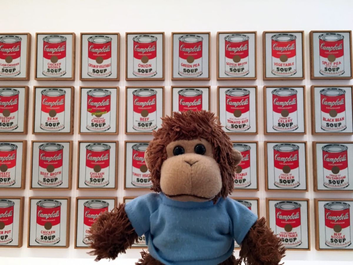 Bob T. Monkey with Andy Warhol's Campbell's Soup Cans