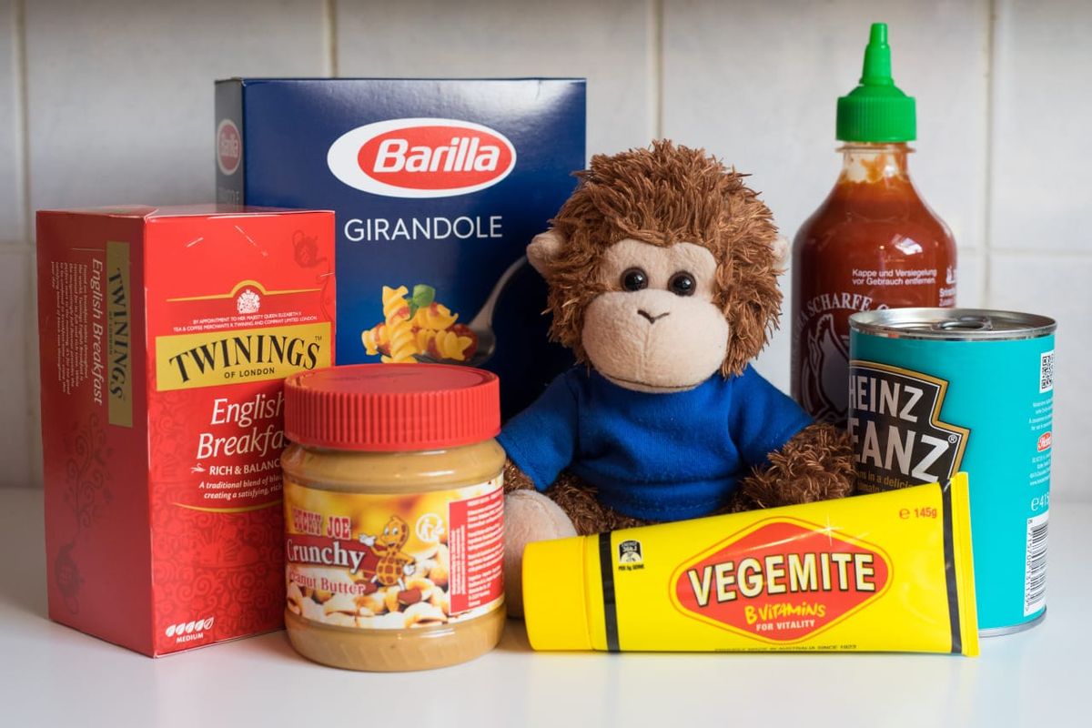 Bob T. Monkey with his groceries