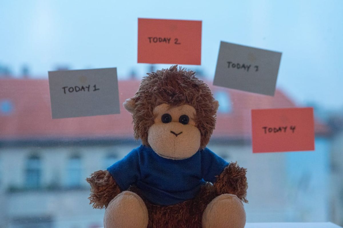 Bob T. Monkey thinks about his four 'Today' Smart Lists