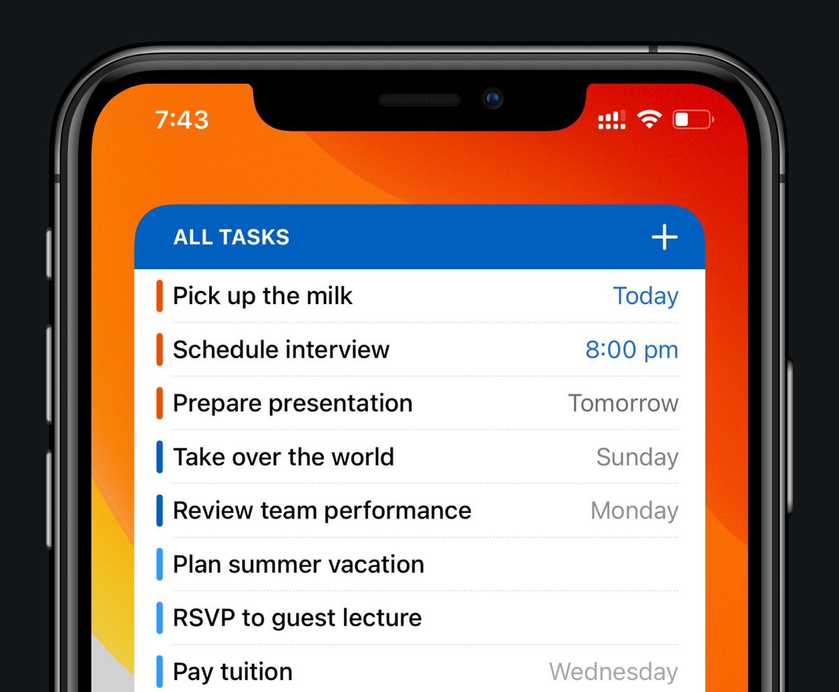 New for Remember The Milk on iOS 14: Home Screen widgets