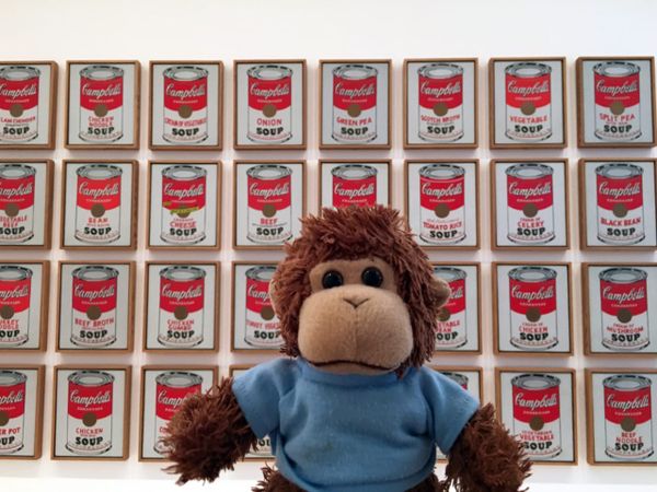 Bob T. Monkey with Andy Warhol's Campbell's Soup Cans