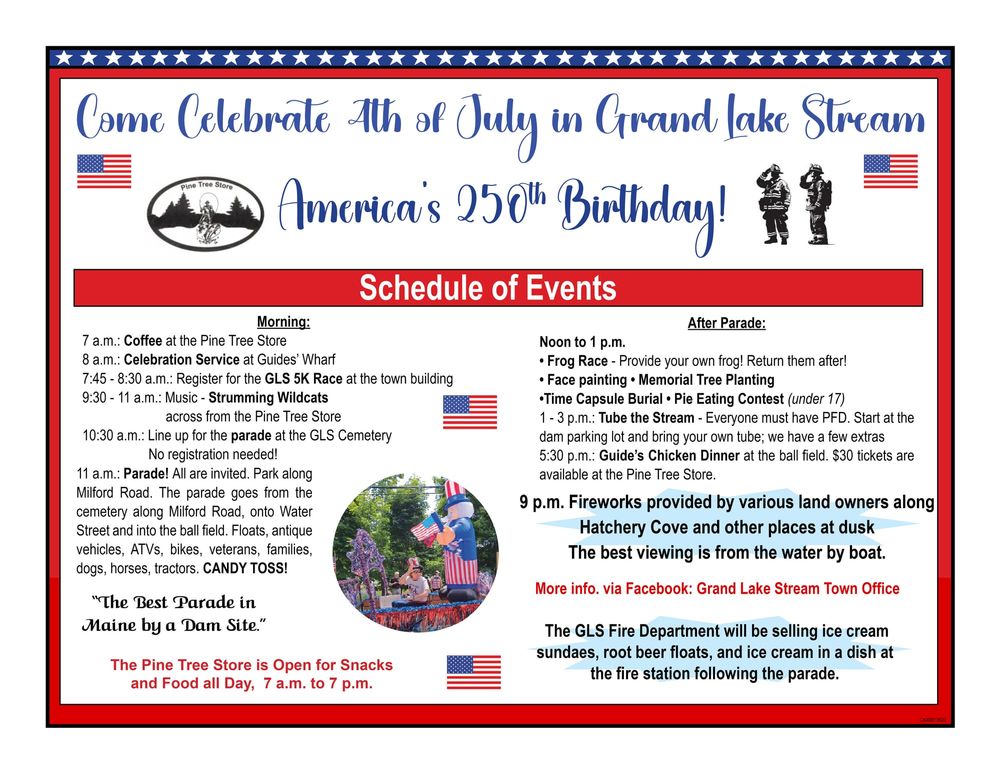 Grand Lake Stream 4th of July Schedule