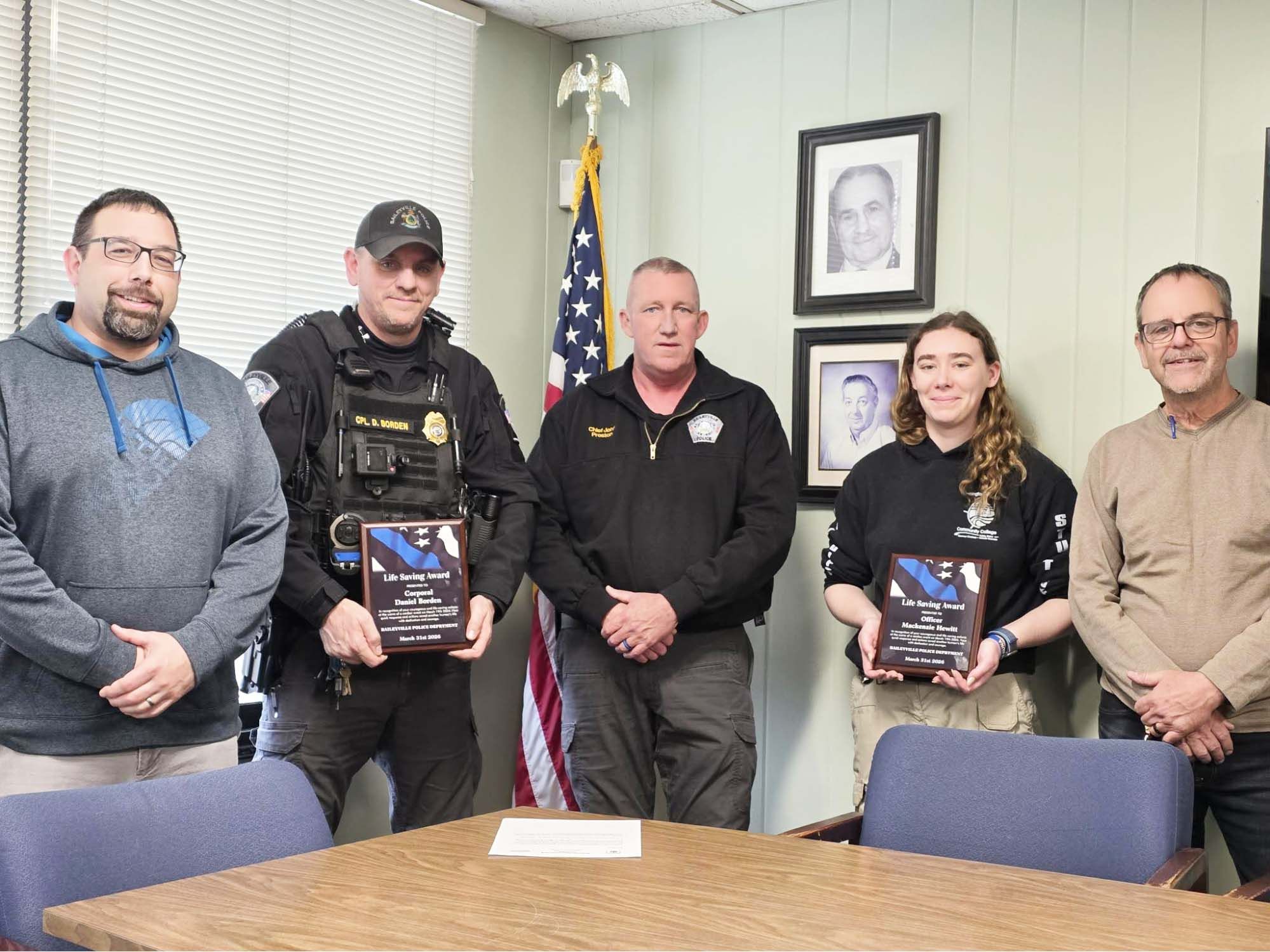 Baileyville Officers Honored with Life Saving Awards
