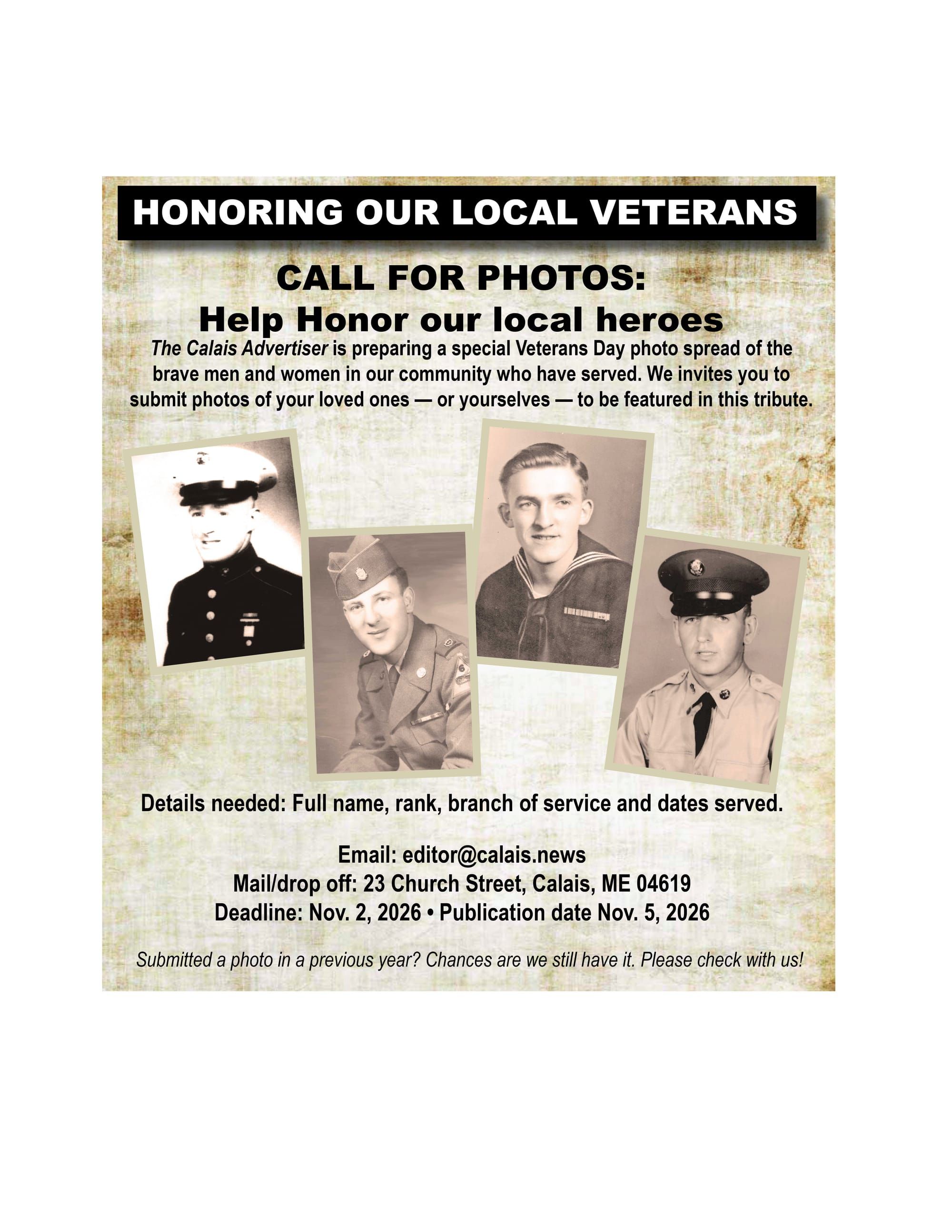 Send us your veteran photos!