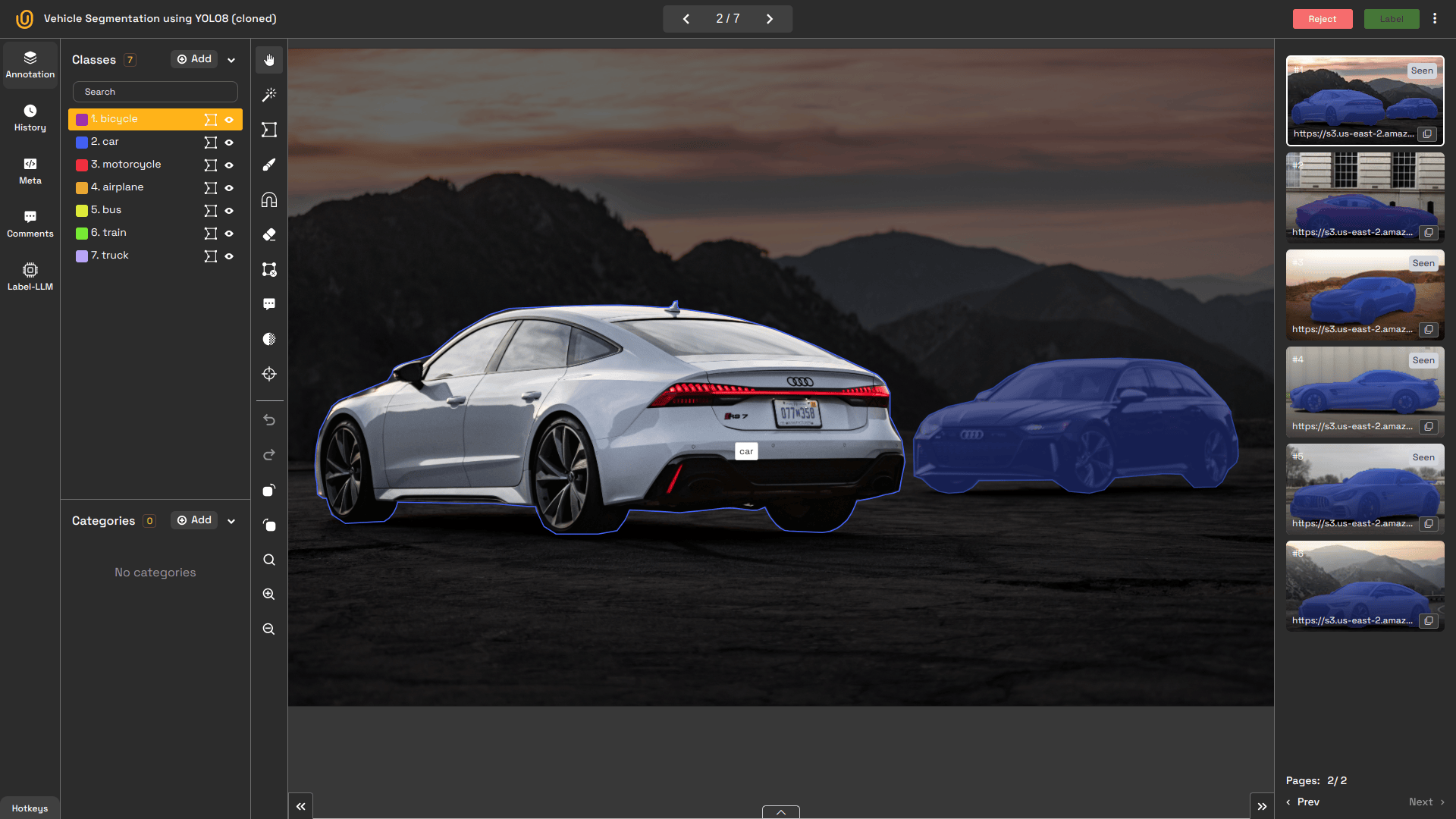 Vehicle Instance Segmentation | Unitlab Annotate