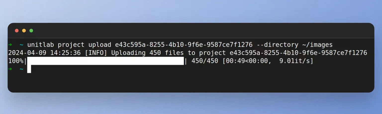 Unitlab CLI uploaded data successfully | Unitlab AI