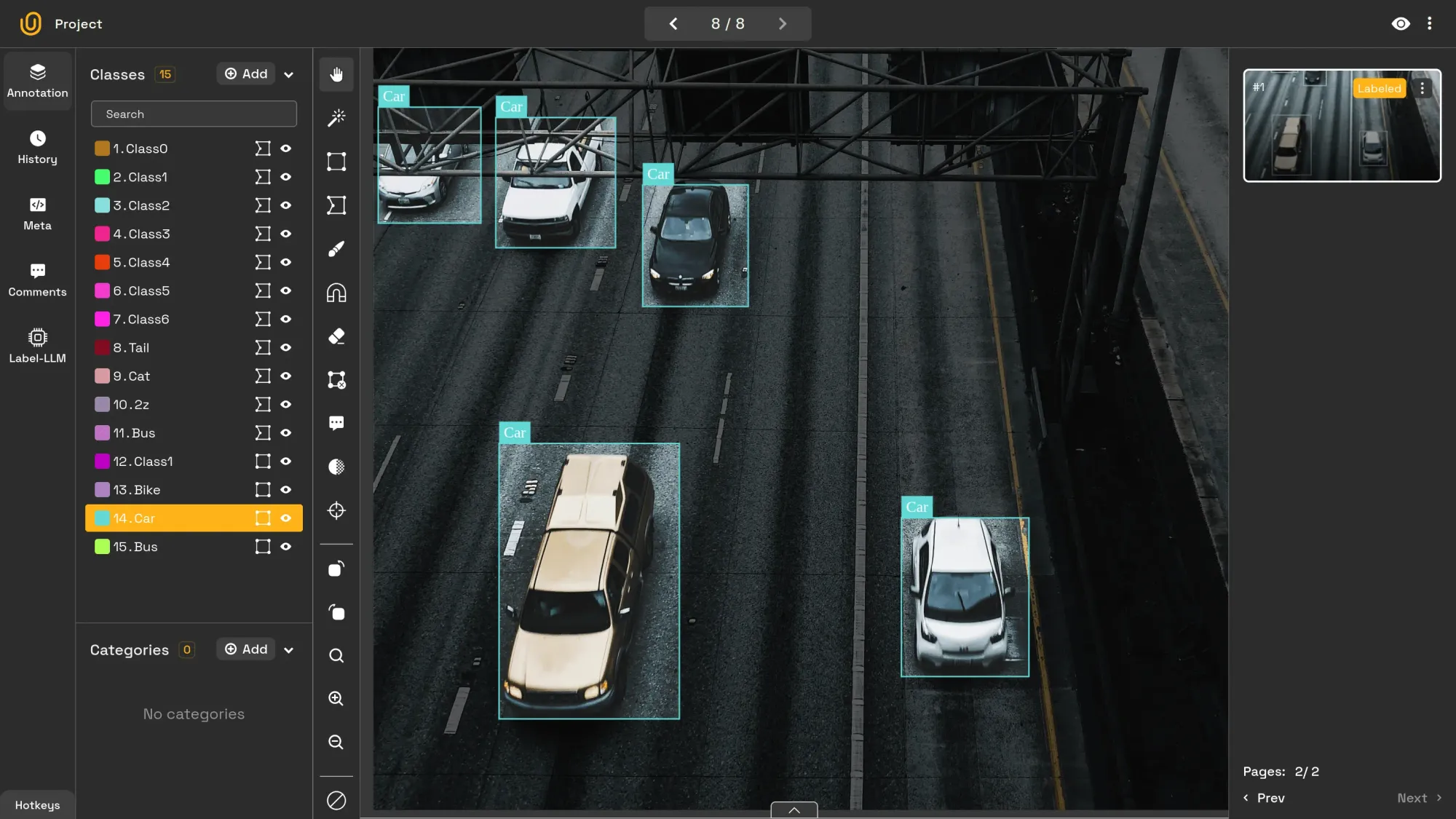 Tightly labeling cars in an image| Unitlab Annotate