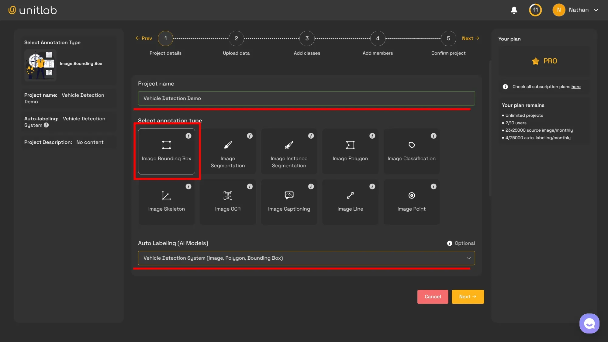Project Creation | Unitlab Annotate
