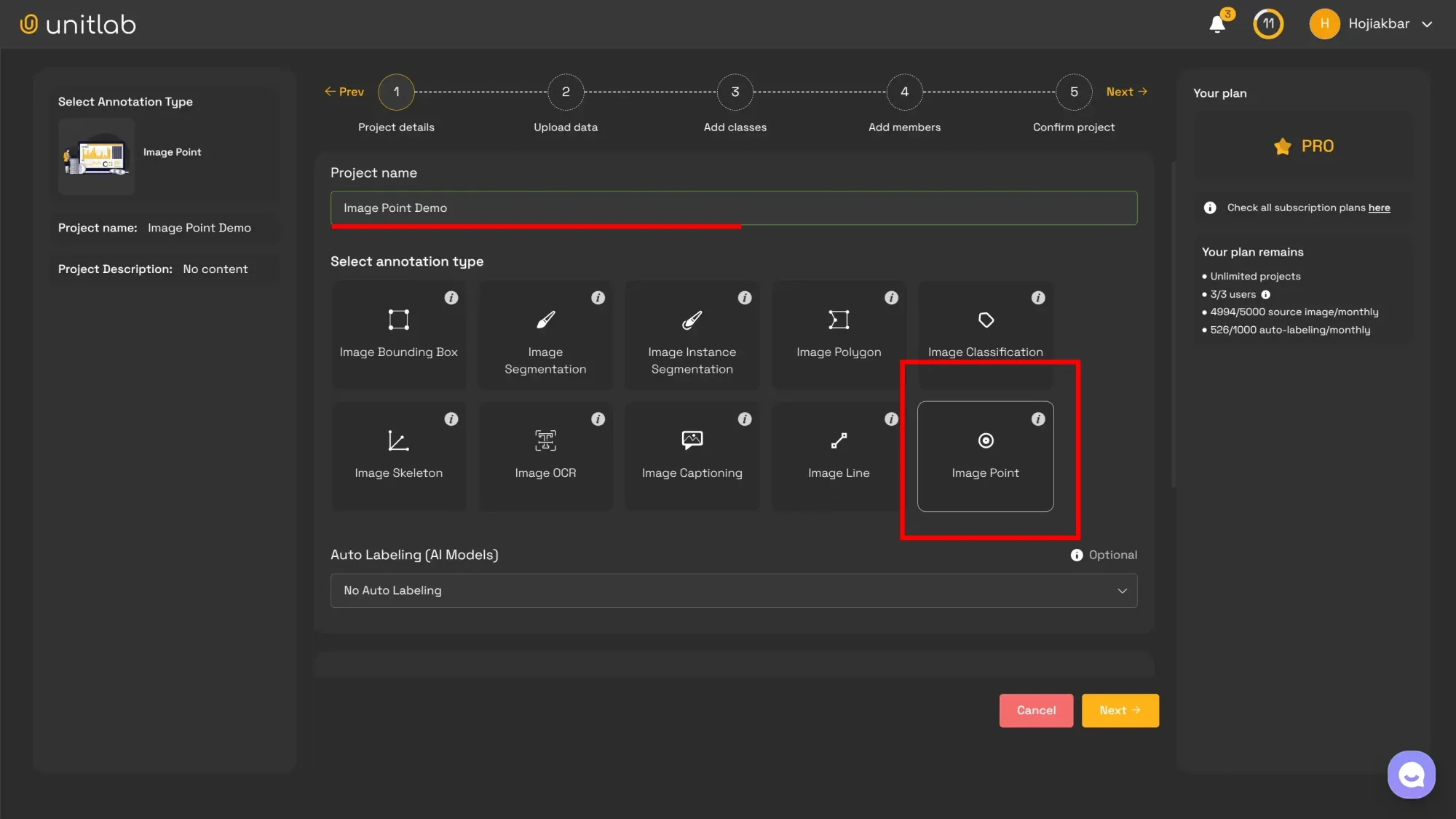 Project Creation | Unitlab Annotate