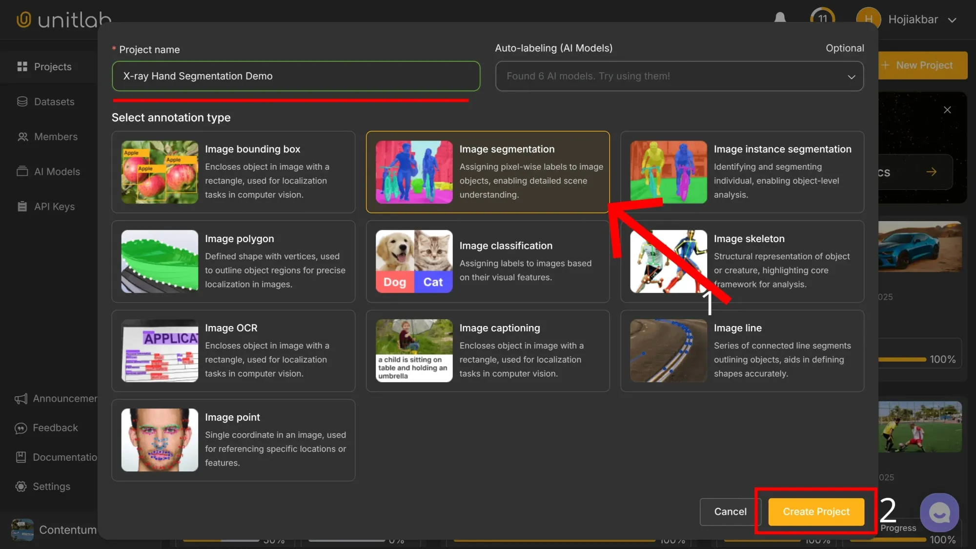 Project Creation | Unitlab Annotate