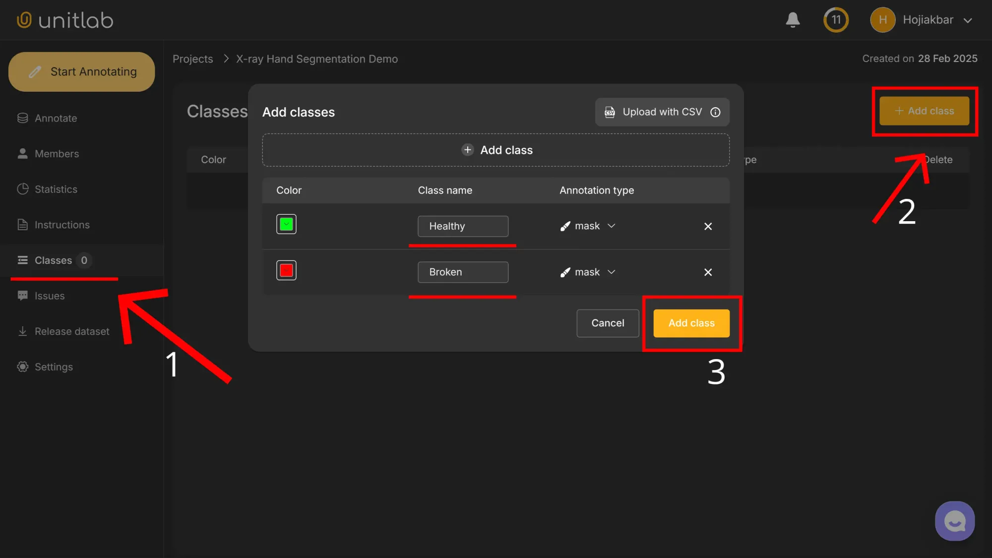 Class Addition | Unitlab Annotate
