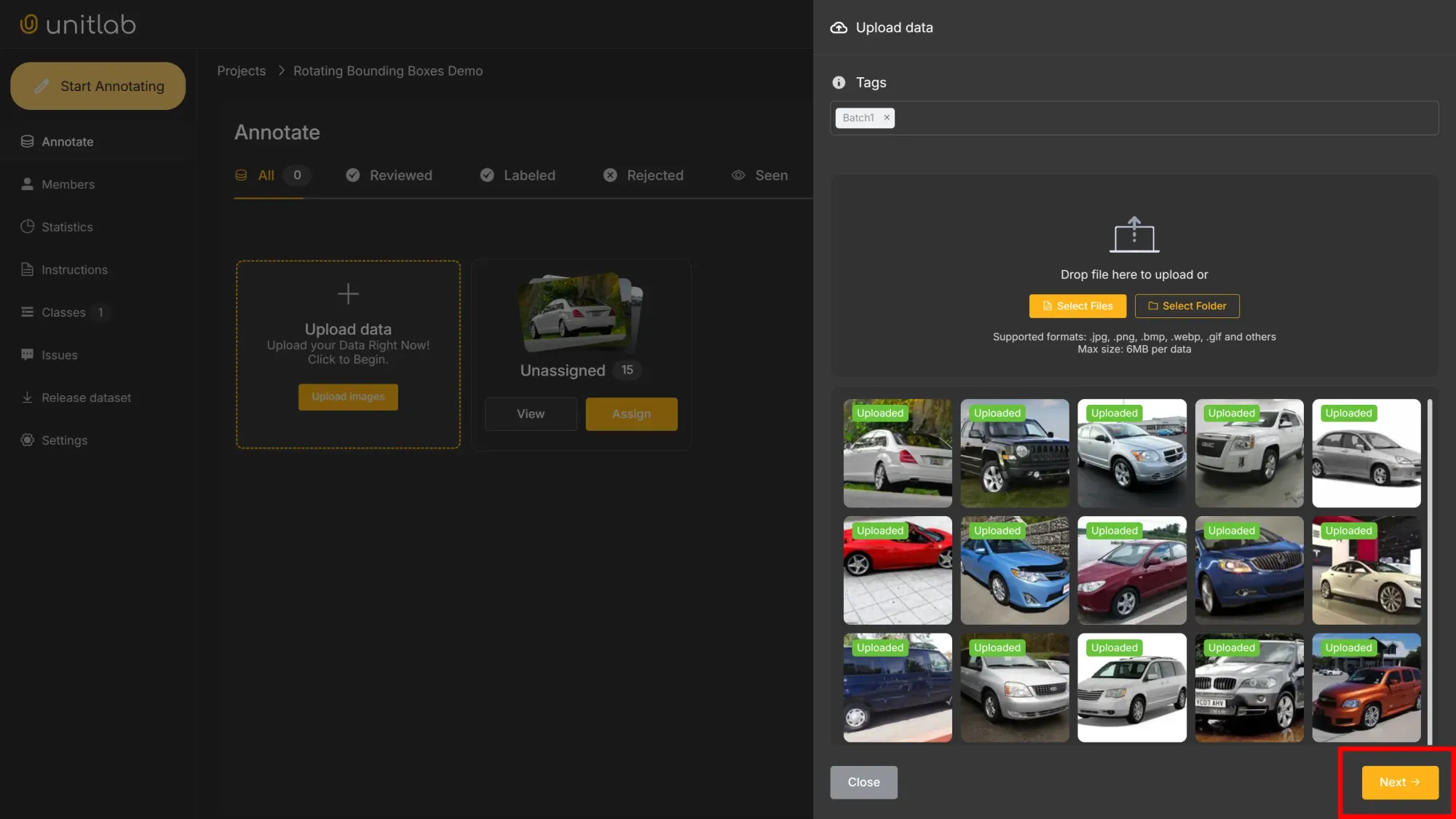 Data Upload | Unitlab Annotators