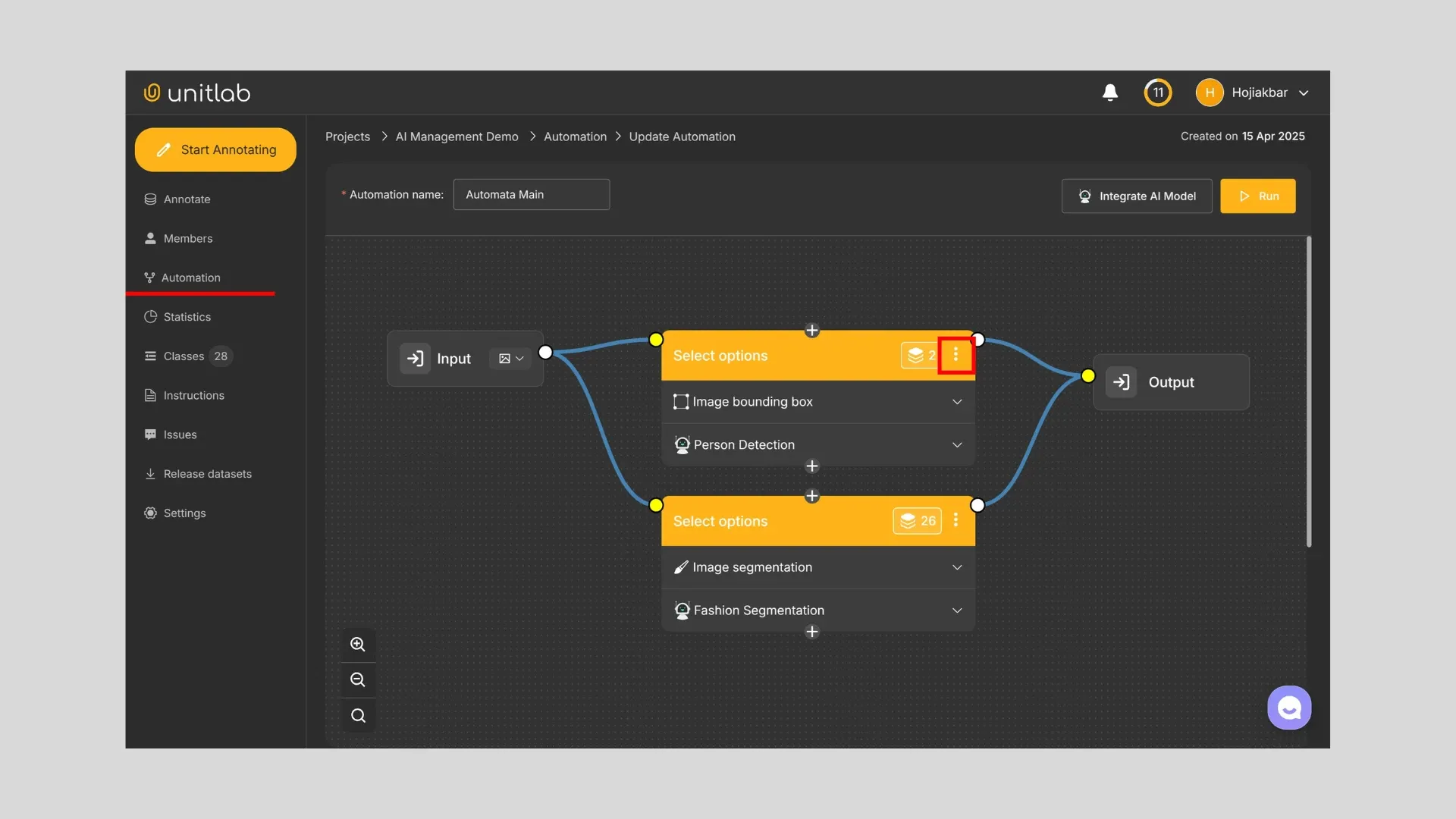 Automation Flow Settings | Unitlab Annotate