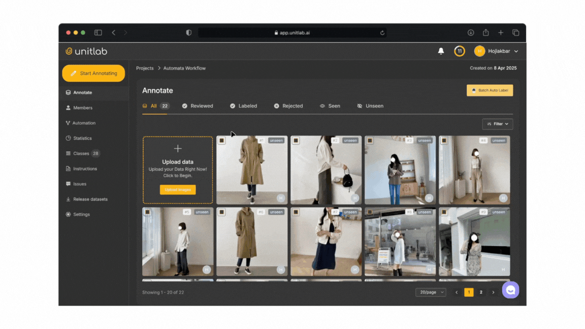 Batch Auto-Labeling | Unitlab Annotate