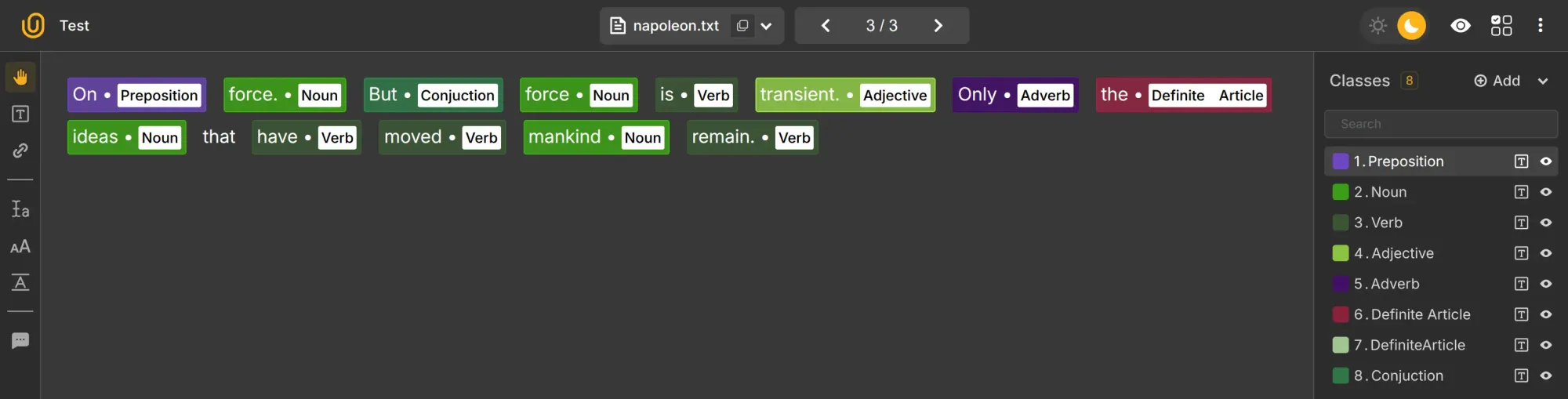 Part-of-speech tagging | Unitlab Annotate