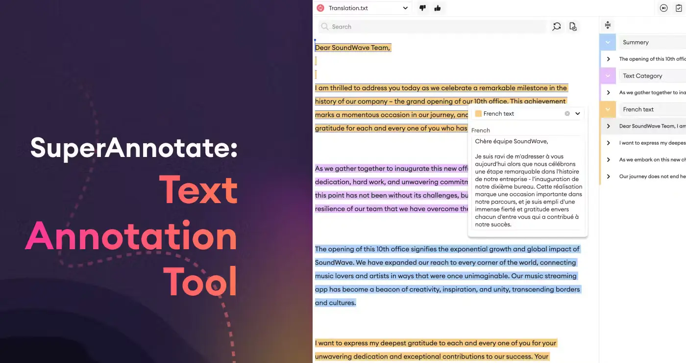 SuperAnnotate Text Translation Annotation