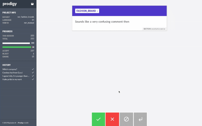 Prodigy Named Entity Recognition