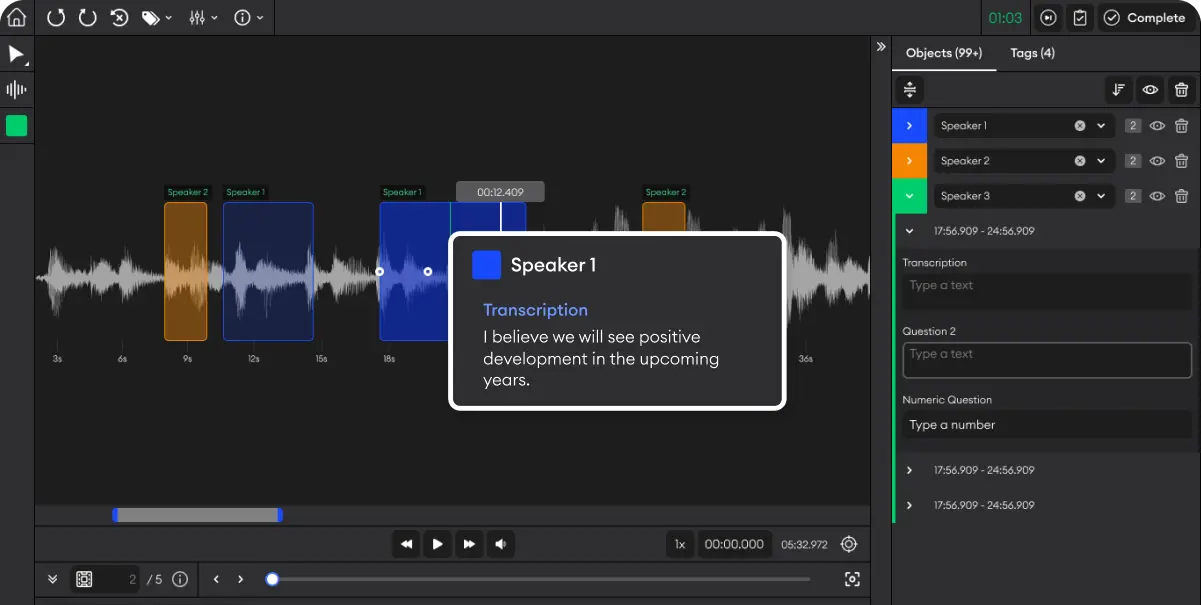 SuperAnnotate Speaker Transcription
