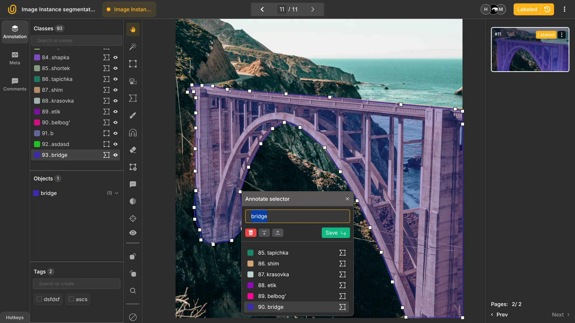 Labeling a bridge with irregular shapes with polygons | Unitlab Annotate