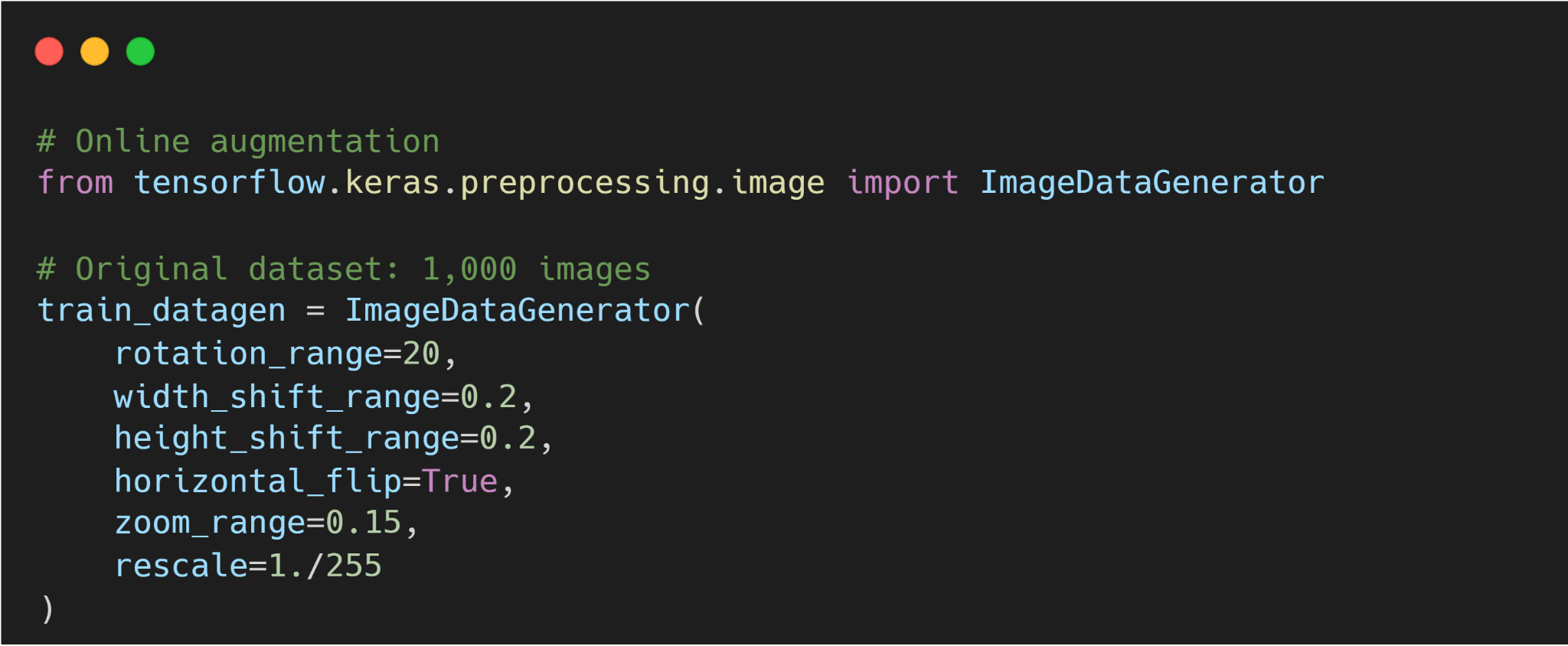 Figure 28: Sample code for online image augmentation.