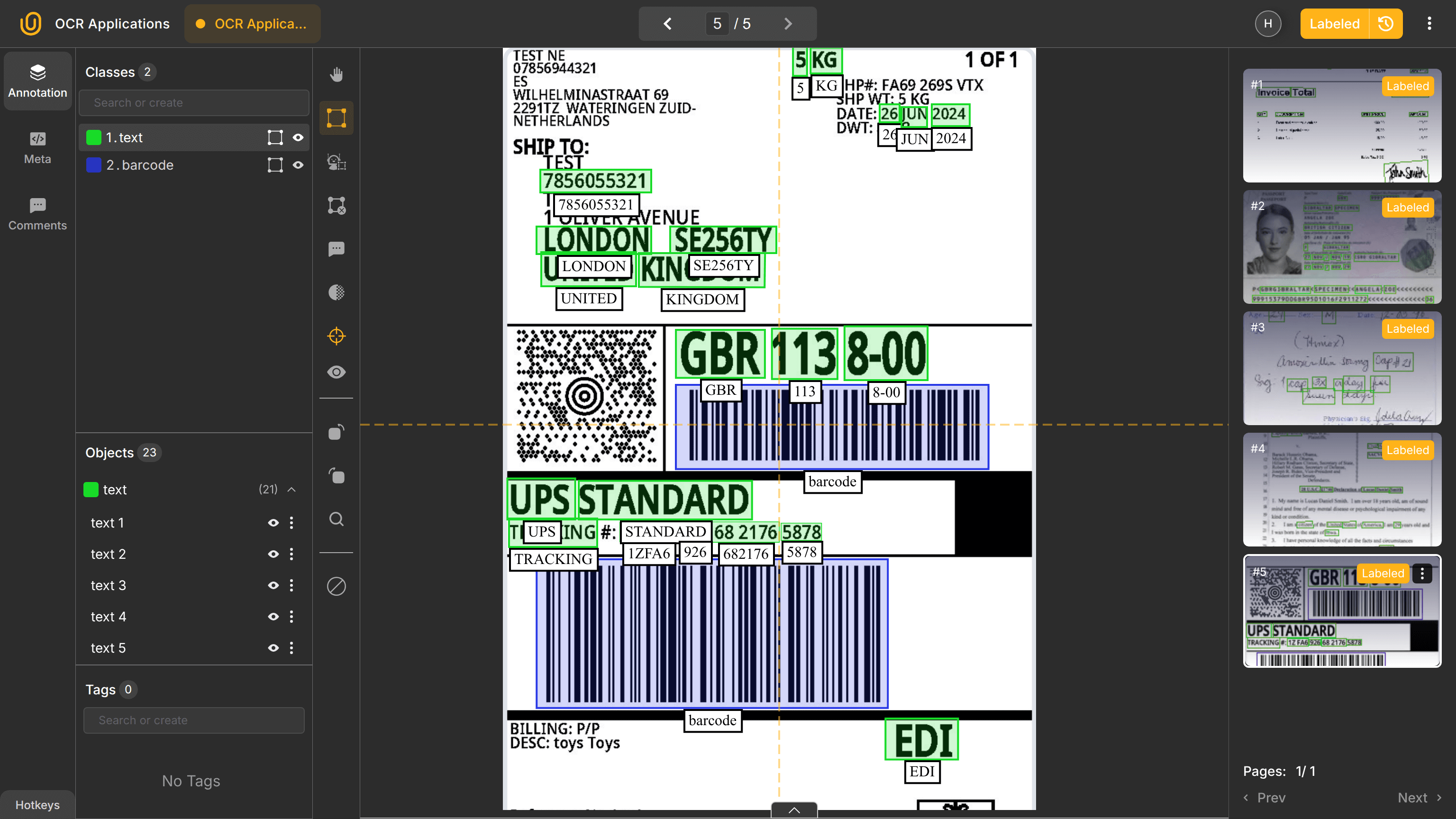 Logistics OCR Example | Unitlab AI