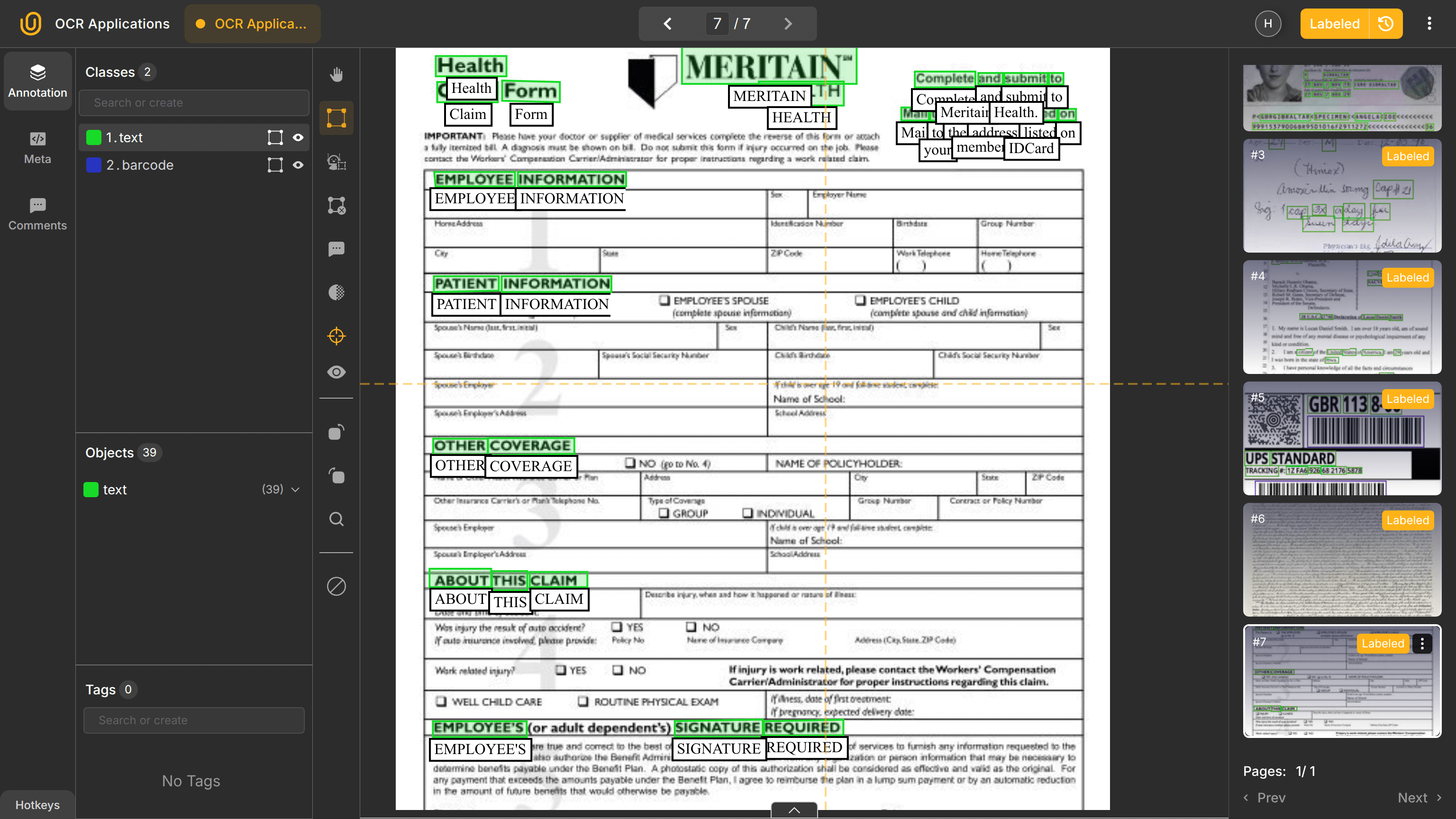 Insurance OCR Example | Unitlab AI