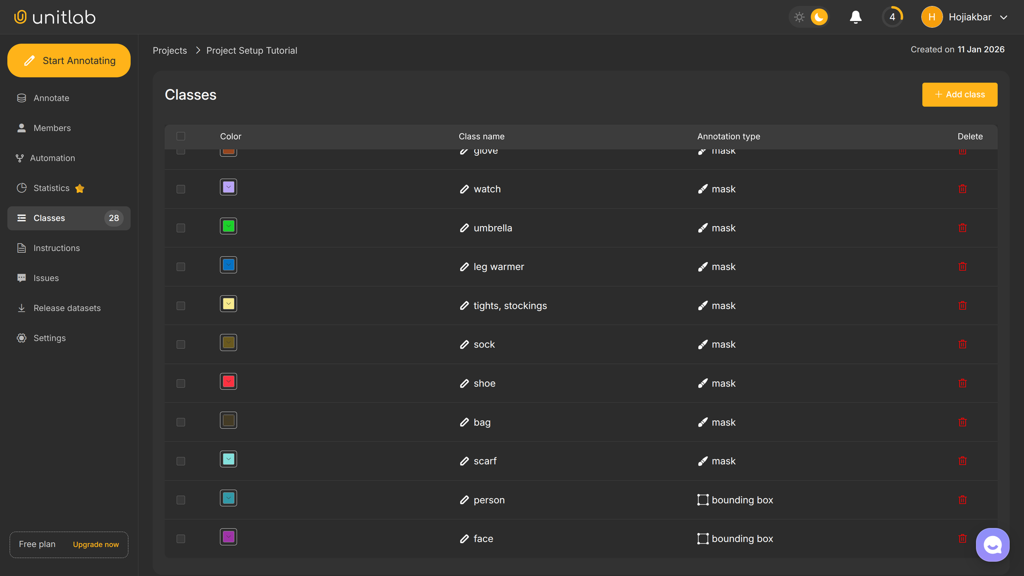 Annotation Classes | Unitlab Annotate