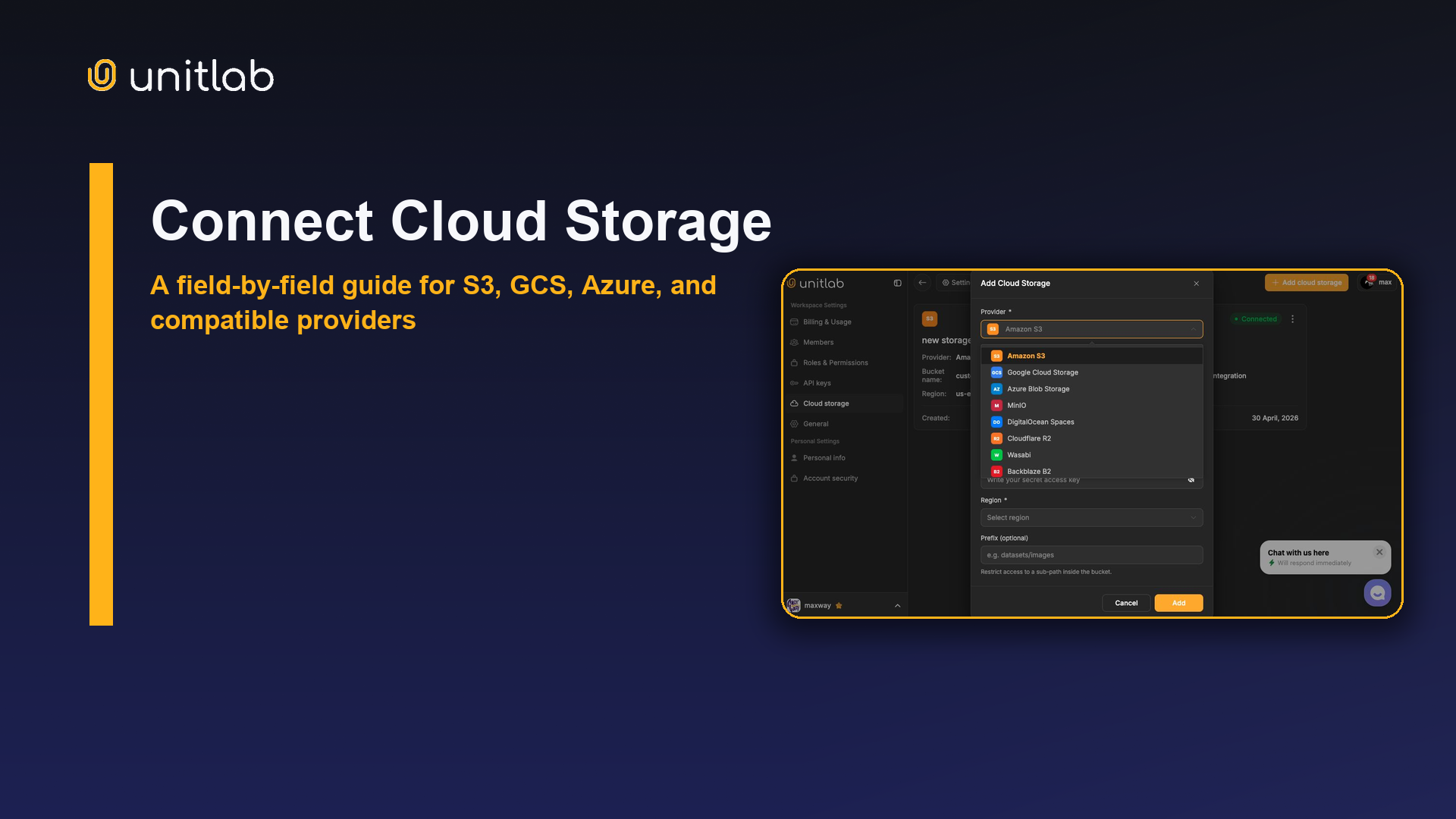 Unitlab cloud storage connection guide