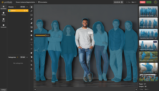 Human Instance Segmentation and annotation using YOLOv8 in Unitlab Annotate.