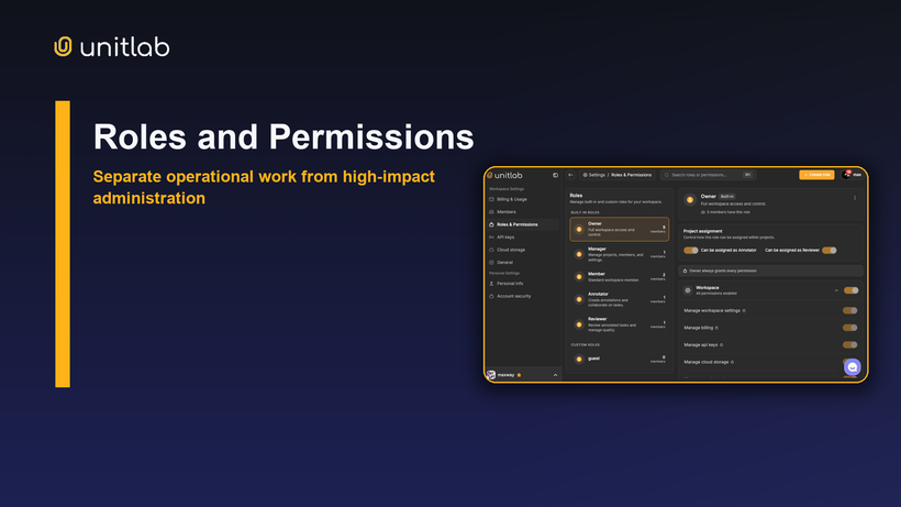 Roles and permissions for enterprise annotation teams