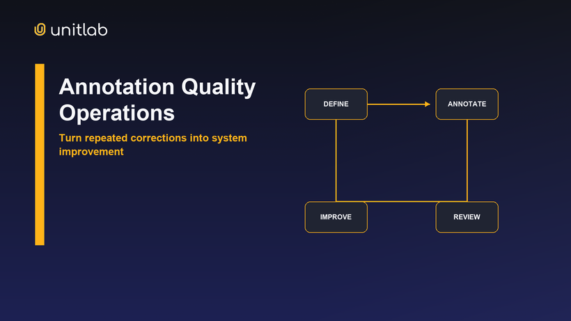 Annotation quality operations with instructions, comments, issues, and review