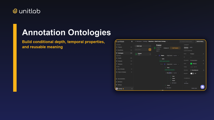 Annotation ontology design with a nested retail product example in Unitlab