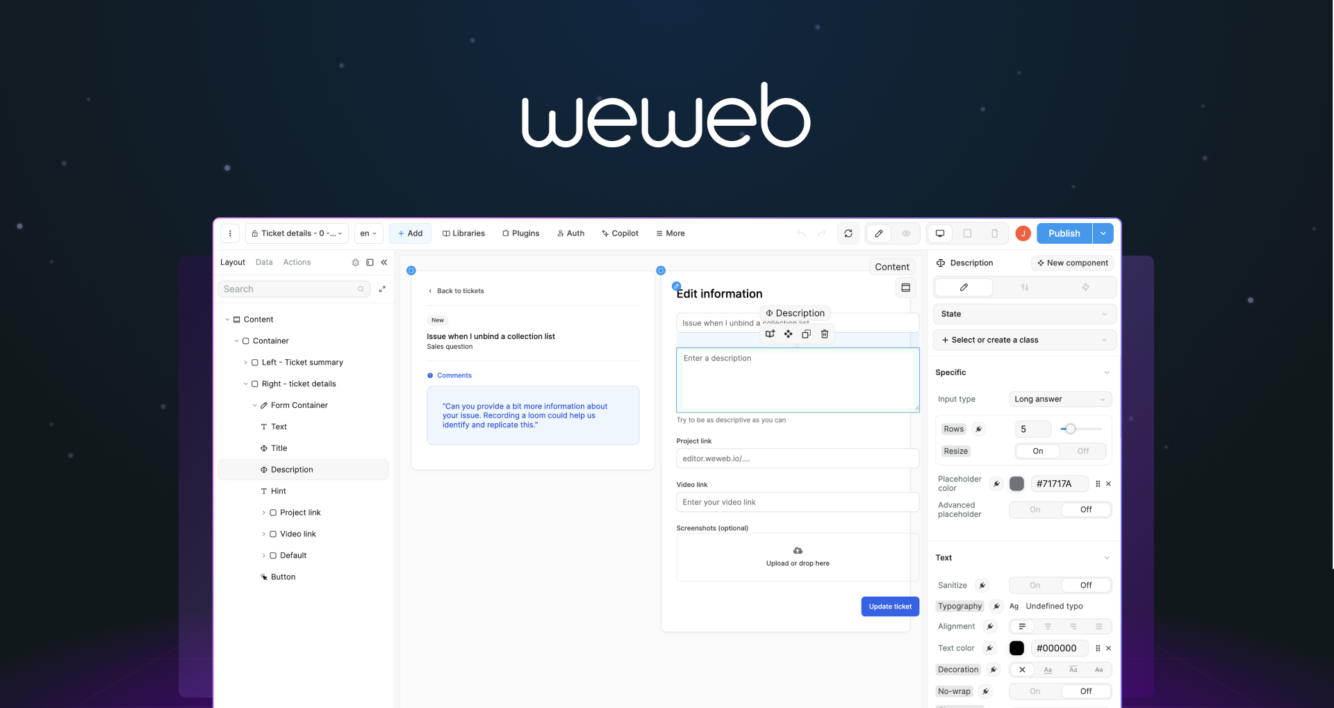 WeWeb website builder and logo