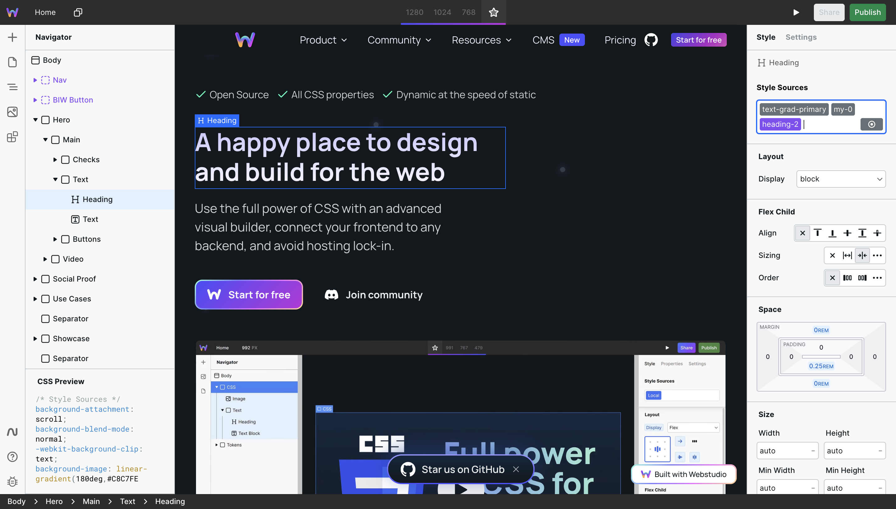 Webstudio website builder open source dashboard