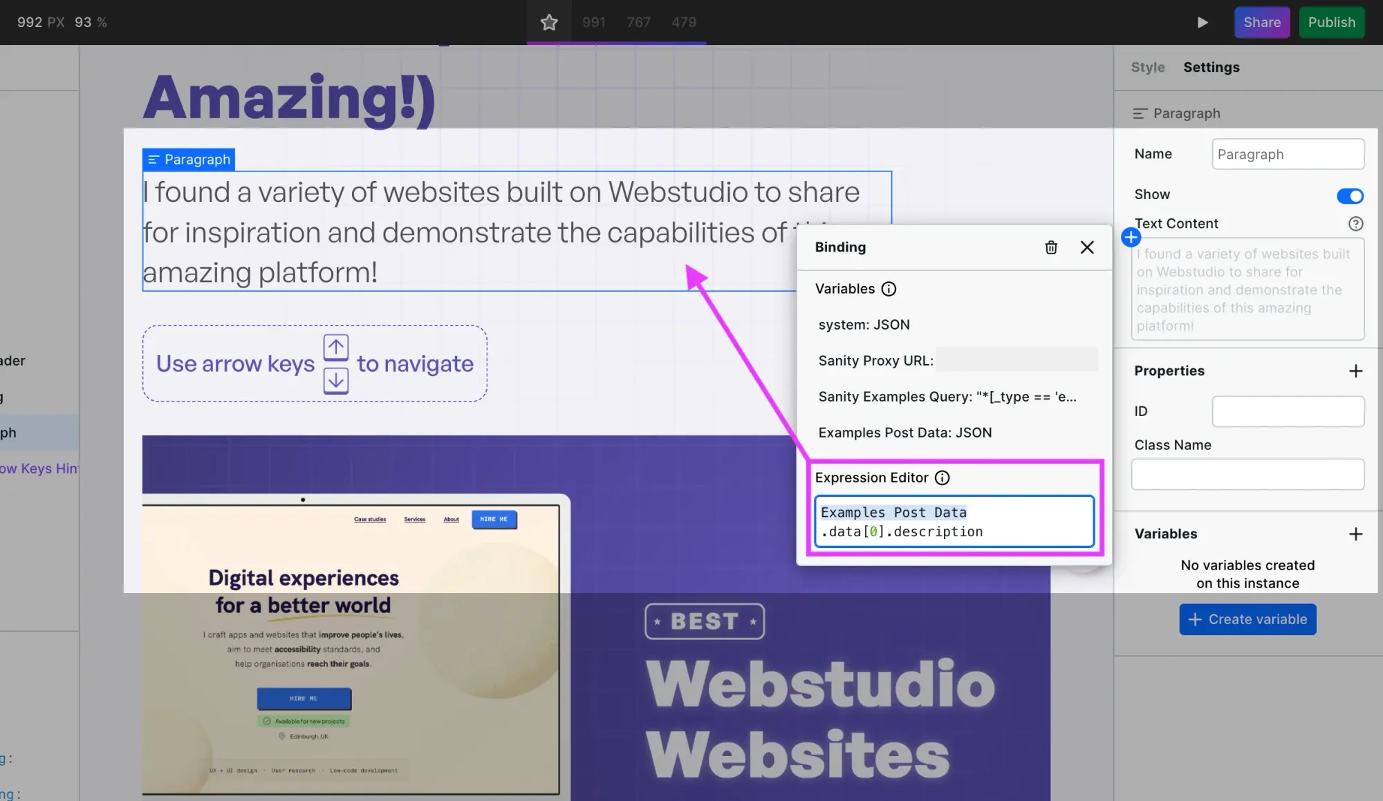 Binding data from the headless CMS using no code