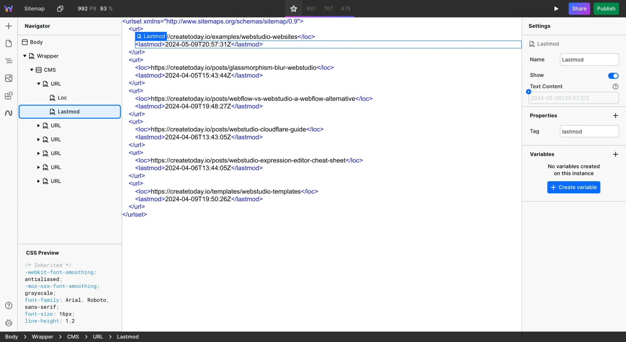 Creating a sitemap using no code from headless CMS data