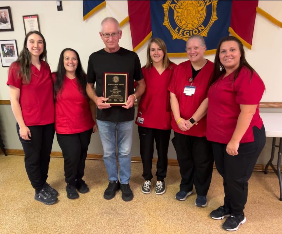 Legion Post Earns Statewide Blood Program Award