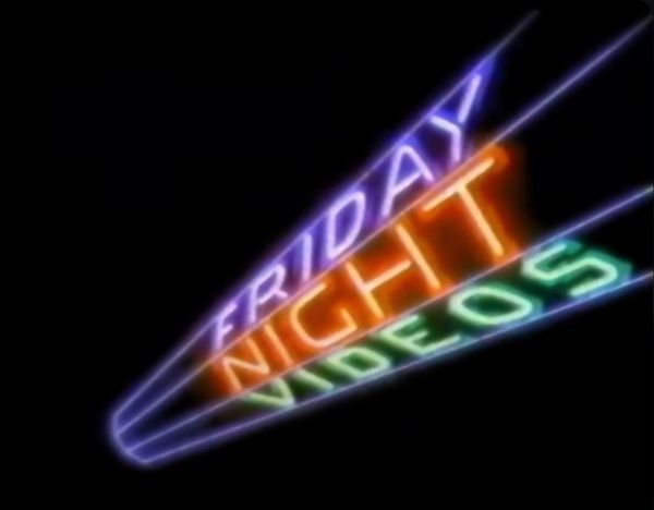 Logo for the 1980s basic cable show Friday Night Videos.