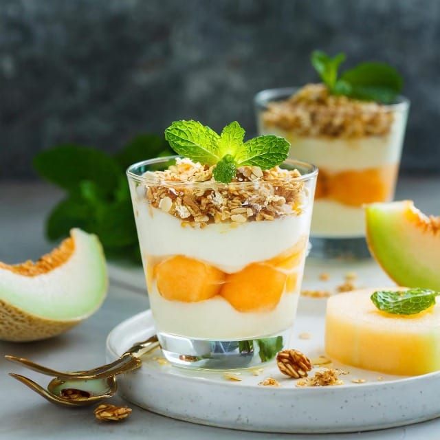 RECIPE: Melon Parfait with Mint and Granola