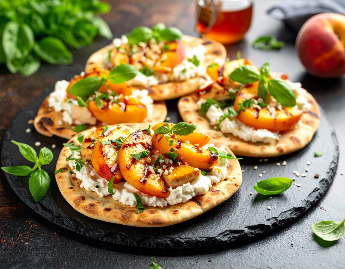 🍑 Good Vibes Grilled Peach & Chicken Flatbreads