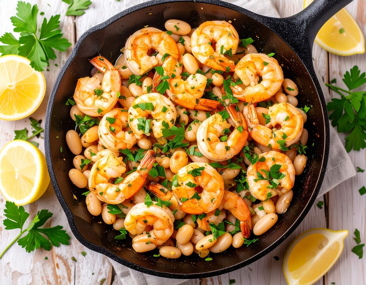 🍤 Good Vibes One-Pan Lemon Garlic Shrimp & White Beans